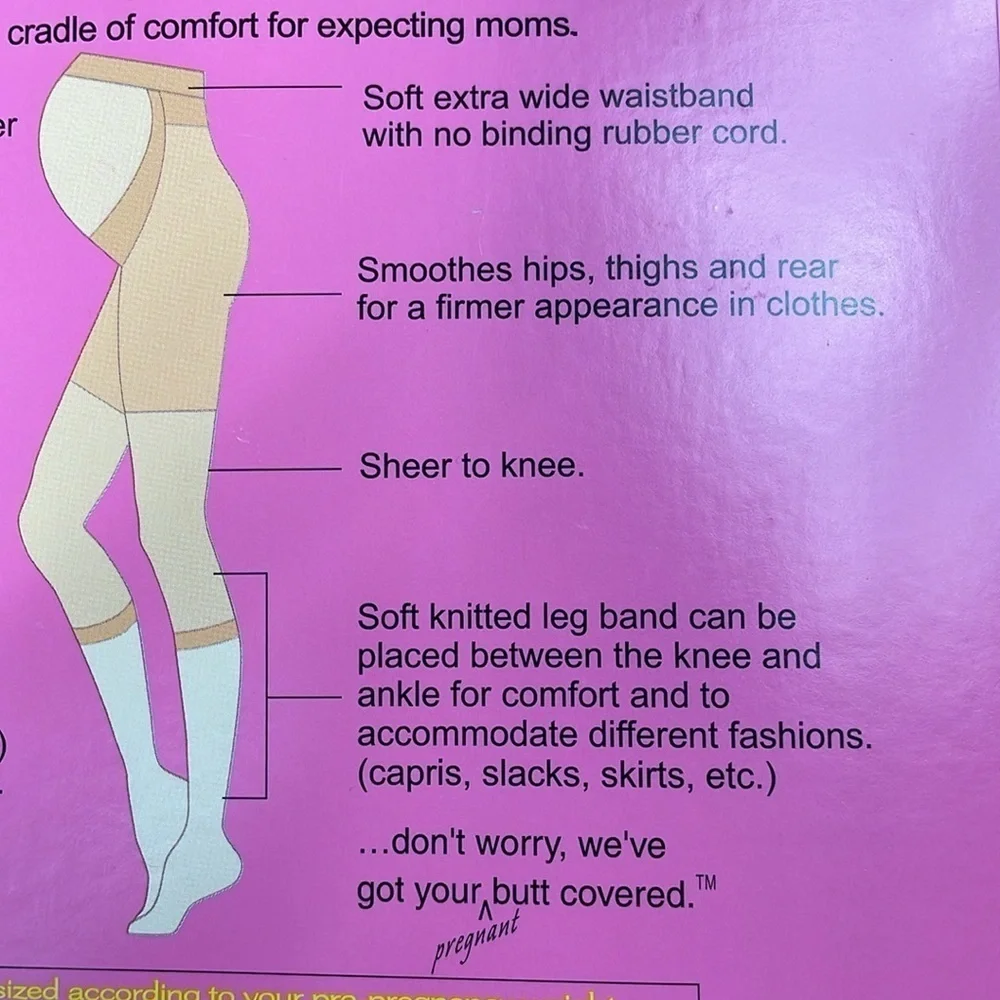 Mama Spanx Maternity Footless Pantyhose Black Smoothing Shaping Sz B